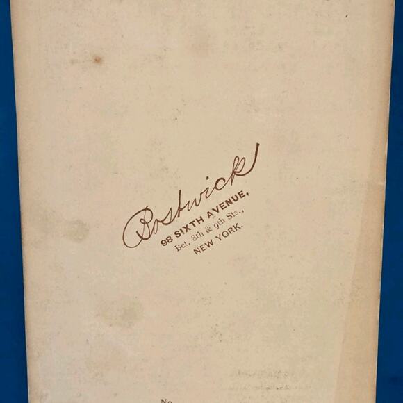 c1880 Photo Young Lady in Fabulous Plaid High Collar Dress Bostwick Cabinet Card - Picture 4 of 6